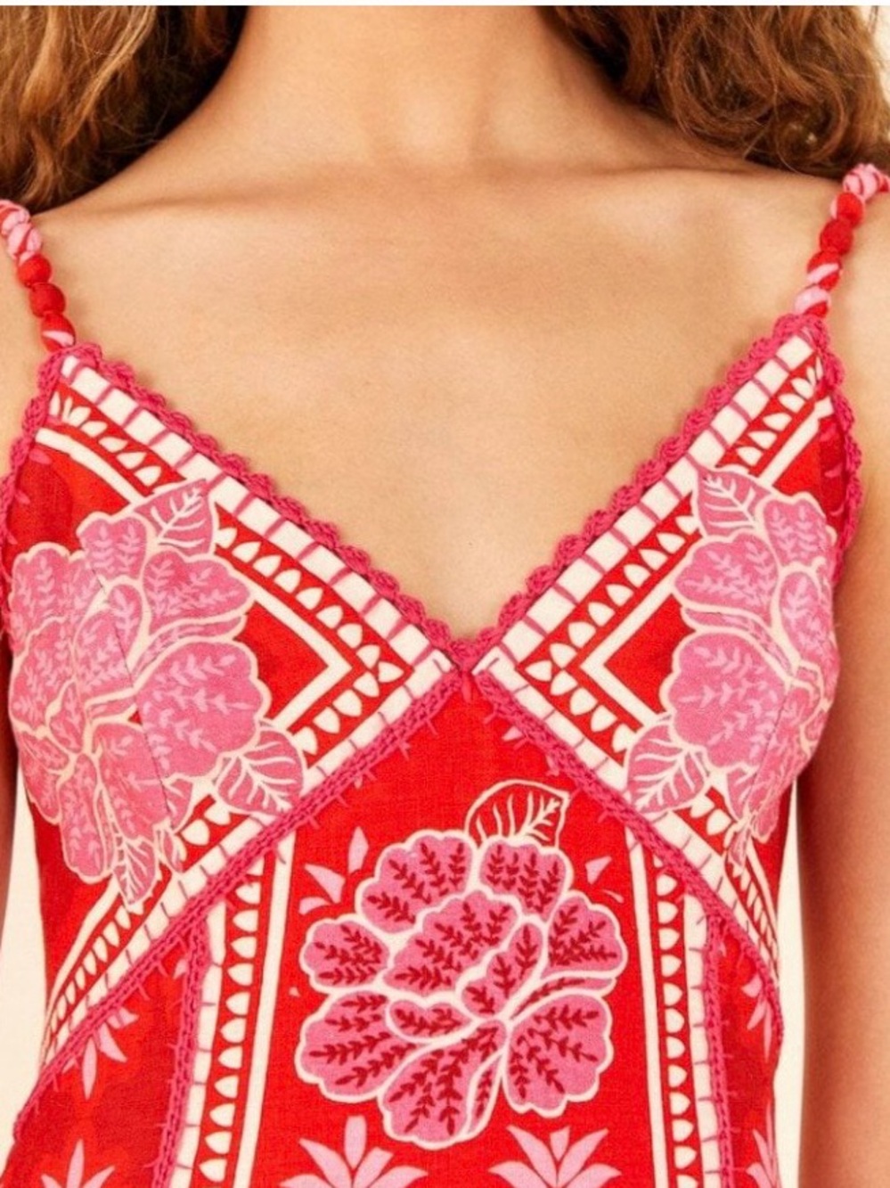 FARM Rio Summer Sunrise Embroidered Linen Maxi Dress S